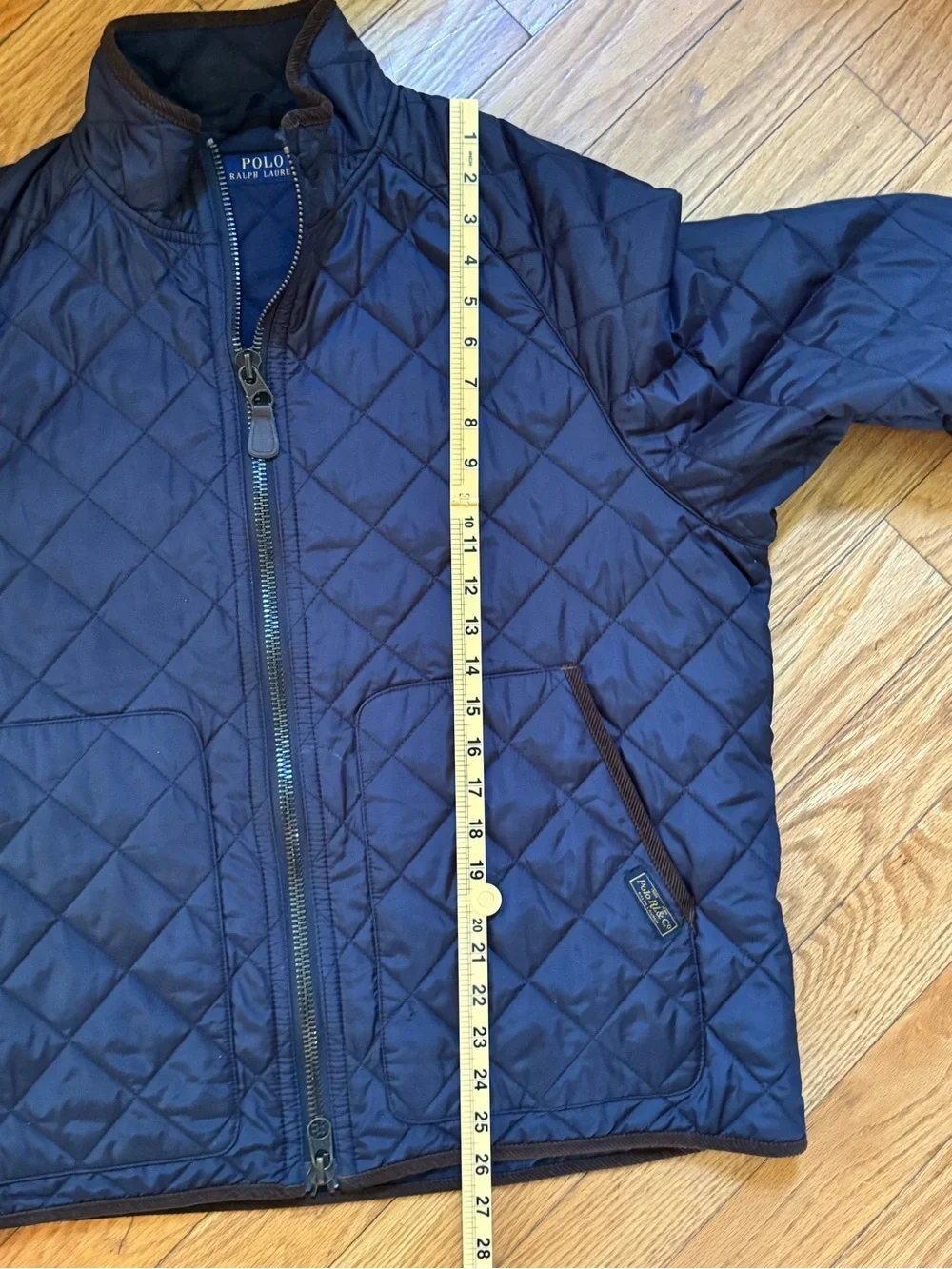 Polo Ralph Lauren Mens Quilted Field Jacket Navy Sz XL Corduroy Trim Equestrian
